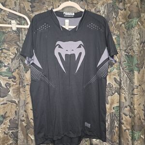 Men’s Black Athletic Short-Sleeve Shirt with Gray Logo